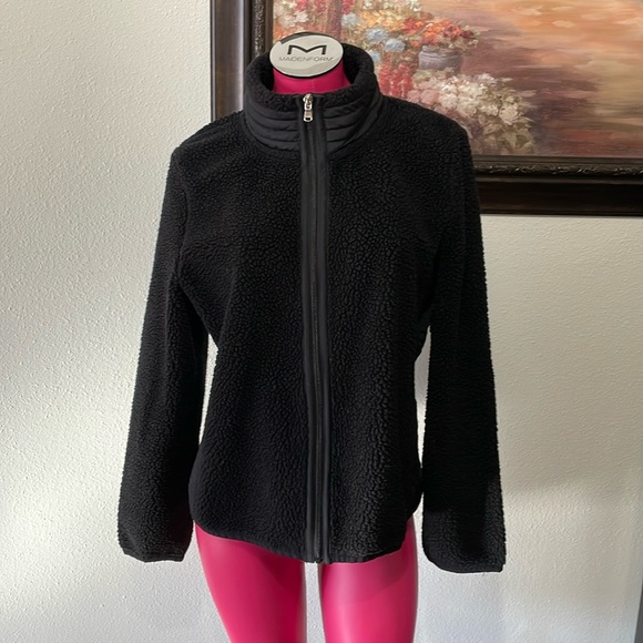L-RL Lauren Active Ralph Lauren Deep Fleece Full Zip Jacket Size Large Black - Picture 1 of 9